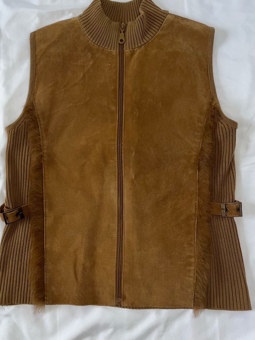 Cynthia Steffe Caramel Suede Zip-Front Vest